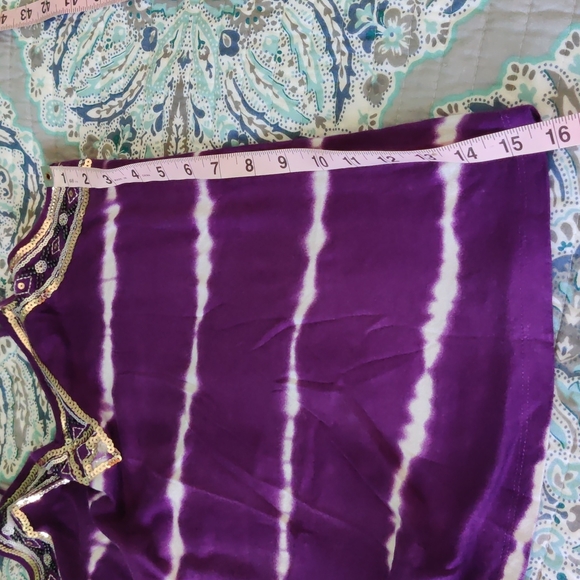 Tie Dye Beaded Express Purple Tank - Picture 6 of 6